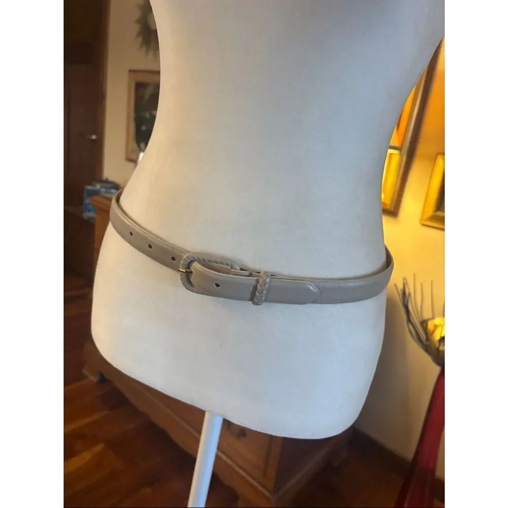 Talbots Taupe Braided-Loop Leather Belt with Leather wrapped buckle - M